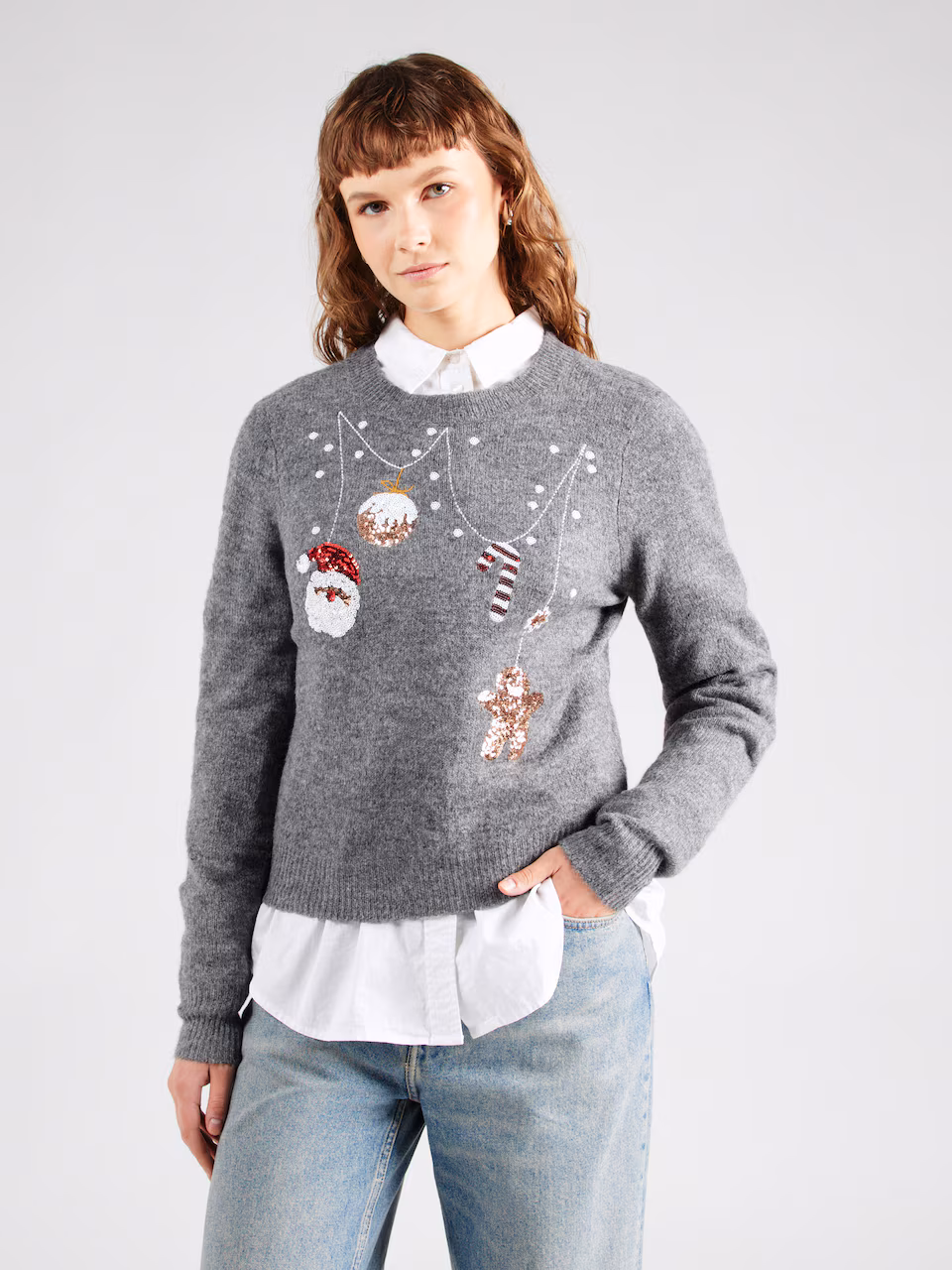 JDY Sweater 'JDYTWINKLE' in Grey