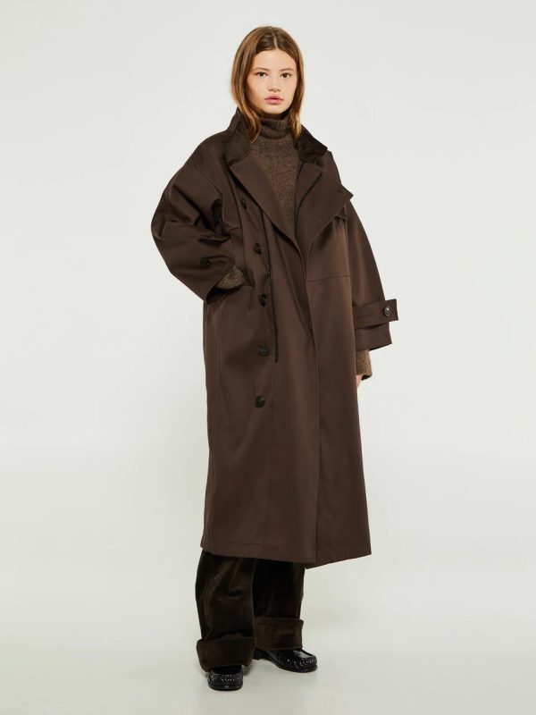 WATER RESISTANT COAT IN DARK BROWN