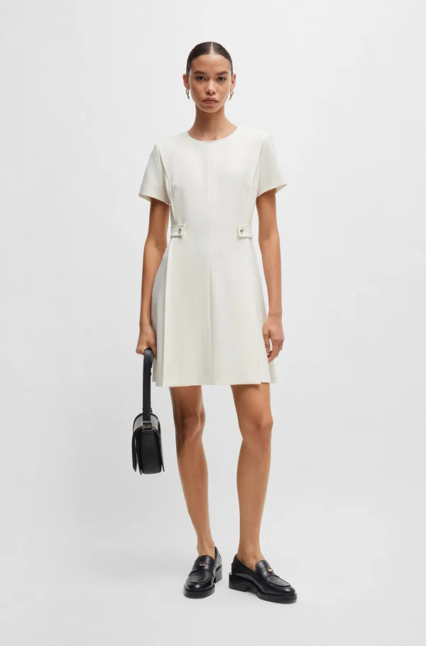 HUGO BOSS REGULAR-FIT DRESS IN STRETCH FABRIC WITH HARDWARE BUTTONS